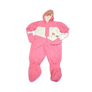 Y2K Baby Beginnings Pink Hooded Snowsuit 6–9M Winter Bunting Outfit NWT